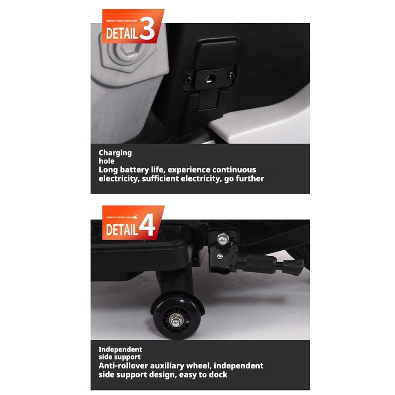 Çocuk Elektrikli Motosiklet Çift Sürücülü Çocuk Arabası Uzaktan Kumandalı Bluetooth Müzik LED Işık, Erken çocukluk eğitimi fonksiyonu