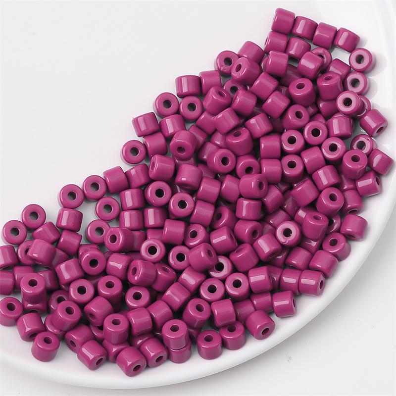 Acrylic Cream Solid Color Small Cylinder Beads for DIY Hairpin, Bracelet, Necklace Jewelry Accessories