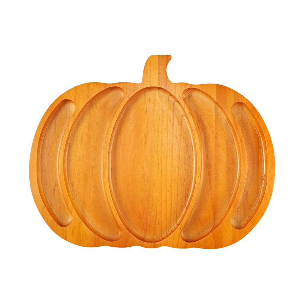 Halloween Tray Creative Wooden Pumpkin Shape Tray Snack Fruit Cheese Divided Dinner Plate