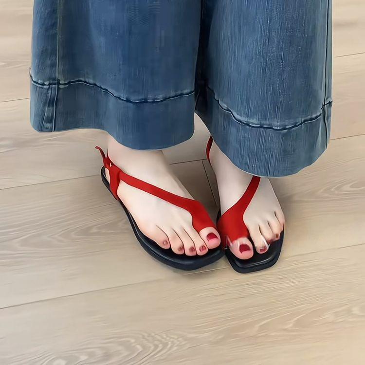 Outer Wear Square Toe Elastic Band Roman Sandals 2025 Summer New Soft-soled Sandals Niche Design Slippers Women