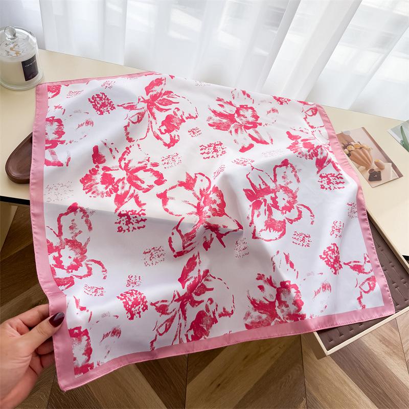 Women S Ink Printed Square Scarf Fashion Neck Sun Protection