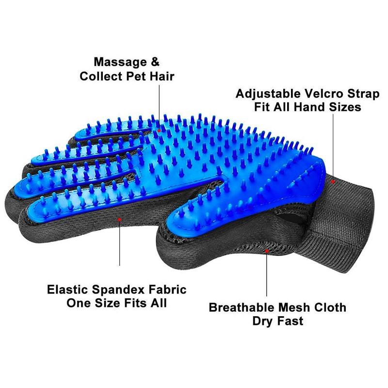 Pet Dog Cat Grooming Cleaning Brush Gloves Effective Deshedding Back Massage Animal Bathing Hair Removal Gloves Dog Combs