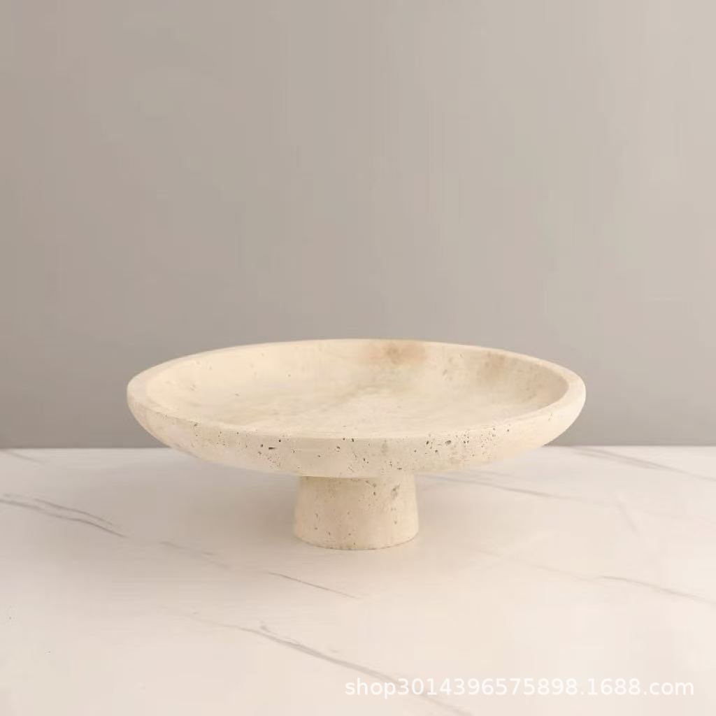 Sandstone High Footed Fruit Plate Decorative Plates Jewelry Tray Entrance Storage Tray Snack Plate Dessert Plates Fruit Bowl