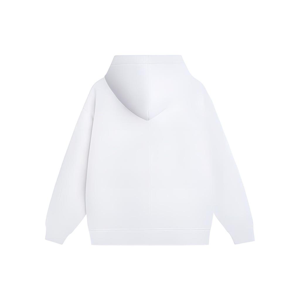 Li-Ning Sports Fashion Series Logo Print Antimicrobial Fleece-Lined Drawstring Hoodie Unisex Hoodie White AWDSI27-1