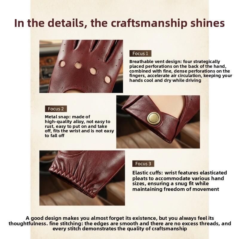 Meier Lambskin leather gloves, men's spring and autumn thin retro, the first layer can touch the screen