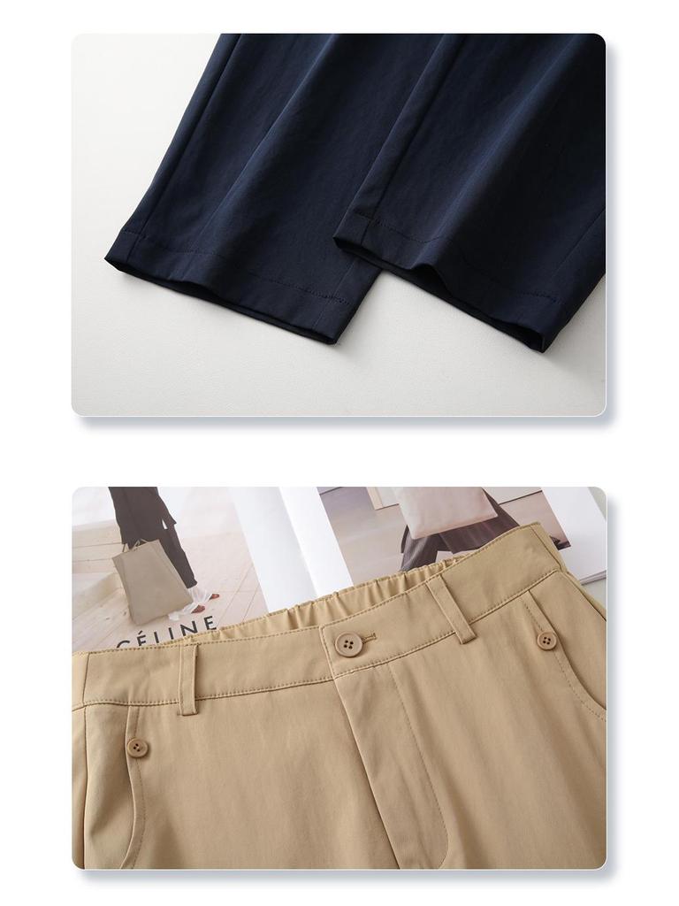 Women's Khaki High-End Drapey Casual Harem Pants - Summer 2025 Collection Thin Suit Carrot Style