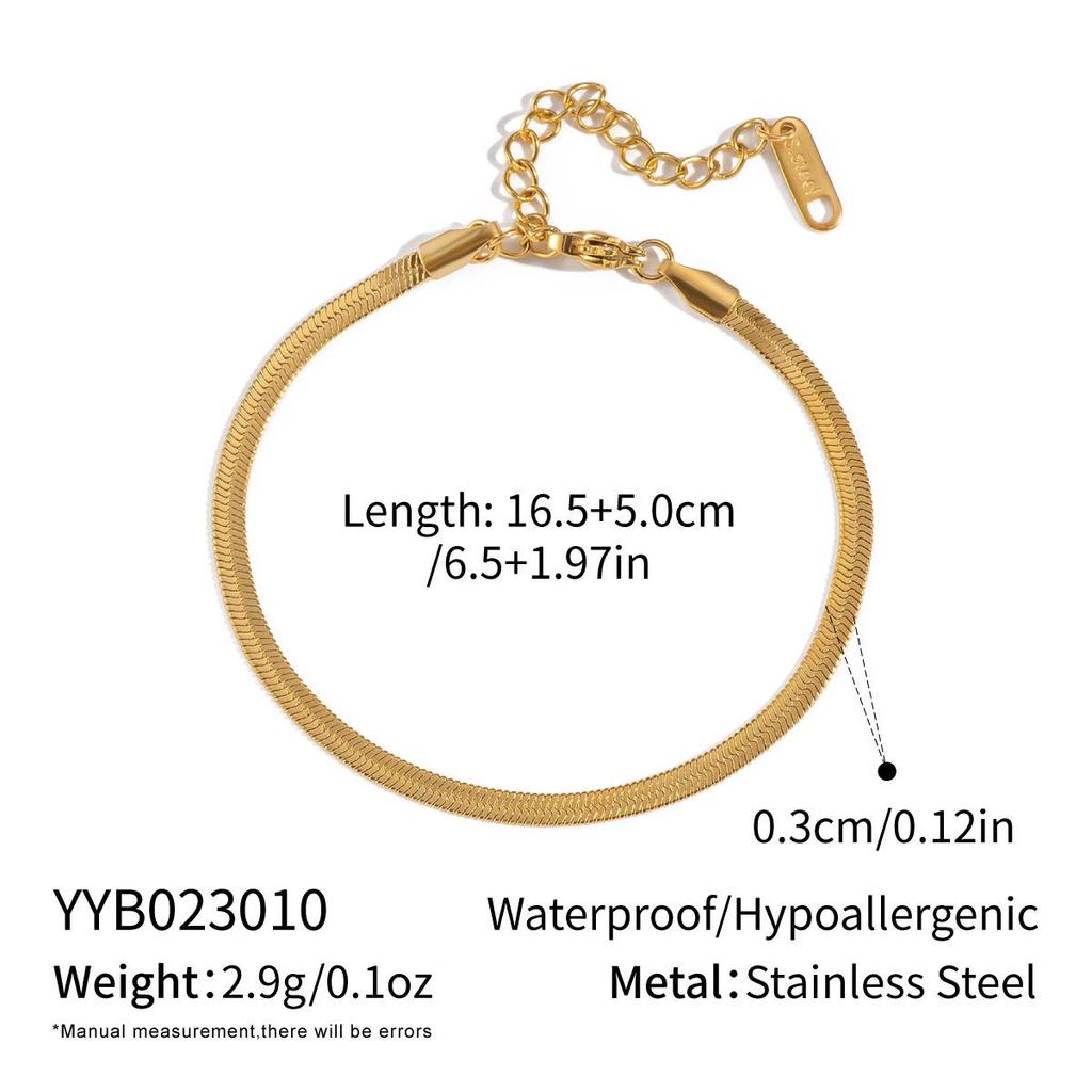 "Doppellagiges kubanisches und flaches Schlangenkettenarmband aus Titanstahl aus 18 Karat Gold für Damen"