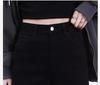 Women's High Waist Slimming Black Cigarette Jeans - Slim Fit Straight Leg Pants for Petite, Perfect for Spring and Autumn 2025