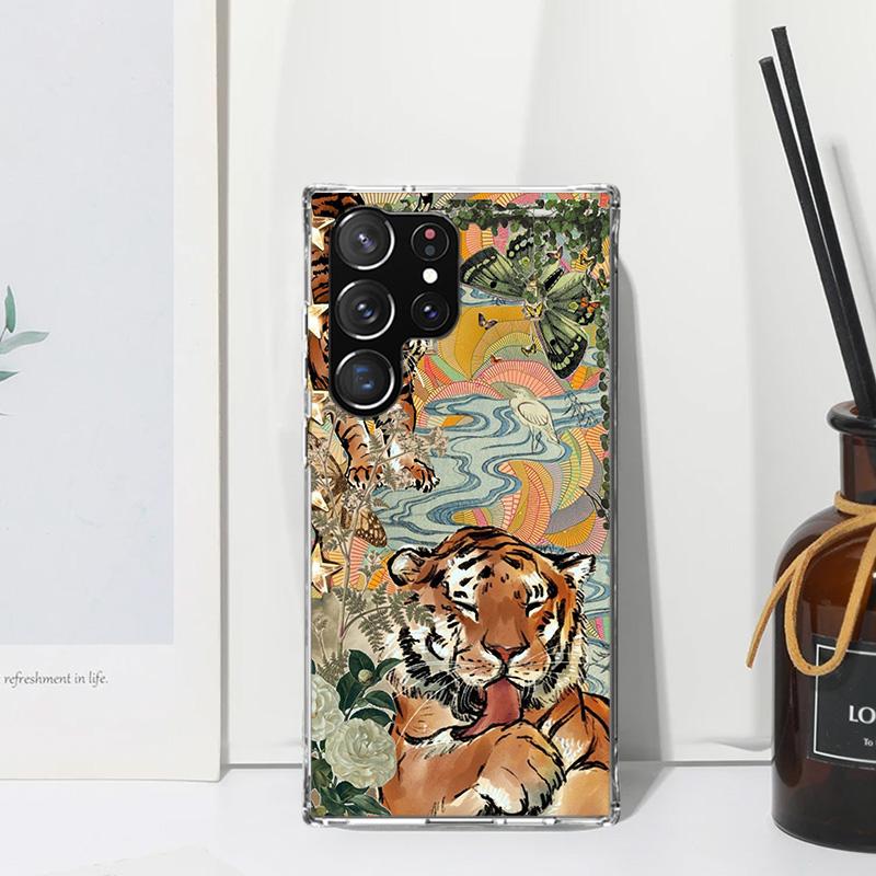 Superior Tiger Pattern Art Phone Case For Samsung Galaxy S26 S25 Edge S24 FE S23 S22 Ultra S21 Plus S20 + Art Fundas Back Cover
