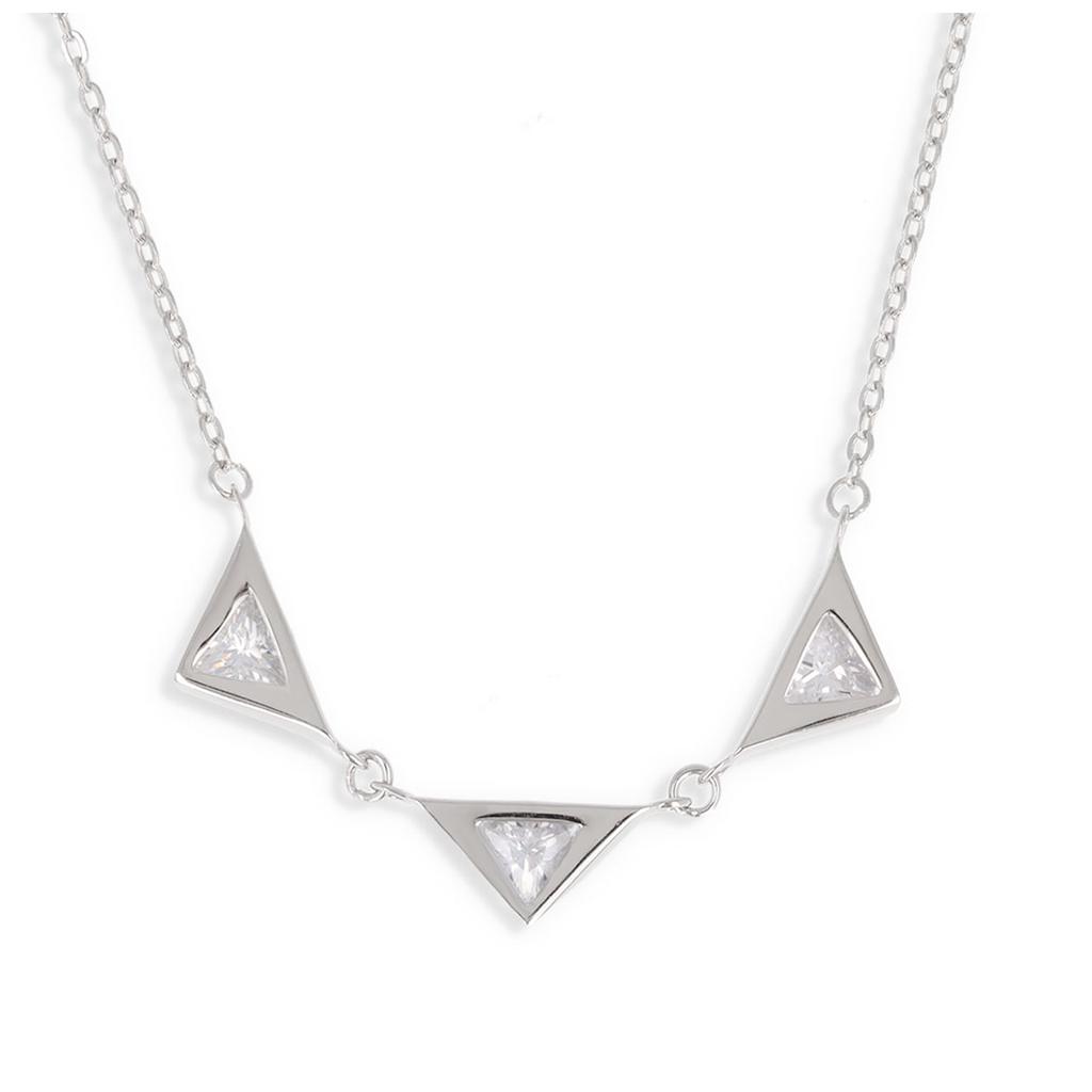Les Trésors De Lily [Q4015] - Rhodium-plated Silver-white 'Sissi' Silver Necklace (triangles) - 47x7 Mm