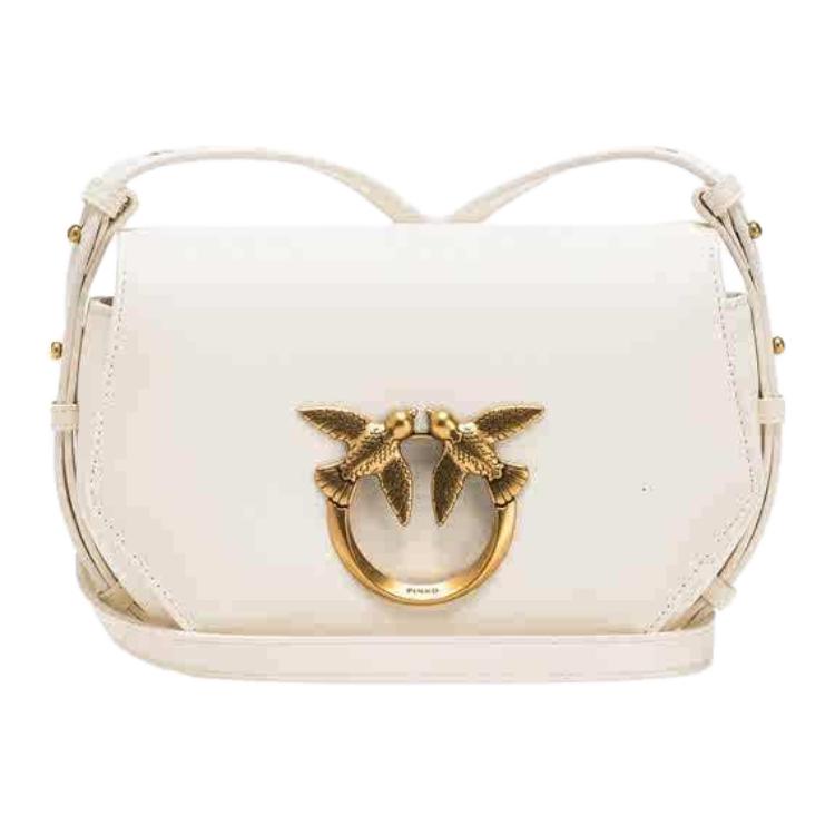 New PINKO Cow Leather Swallow Bag, Handbag, Shoulder Bag Small Size Women's White 100075-A0F1-Z14Q