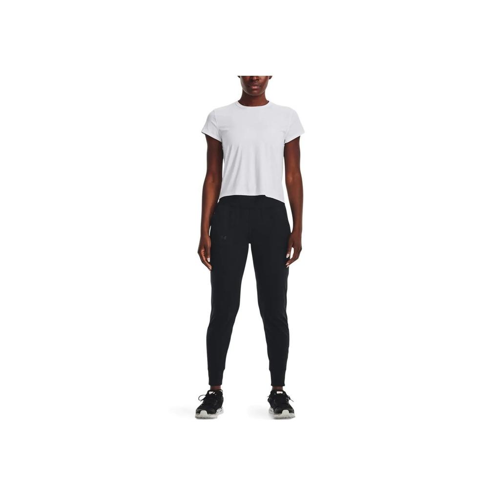 Under Armour Solid Color Breathable Mid-Rise Knitted Sports Pants Women Bottoms Black 1375077-001