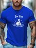 Unisex O Neck Tee Im Fine Thumbs Up Drowning Pattern Print Cotton Short Sleeve Loose Summer Breathable Daily Casual Basic Wear Top