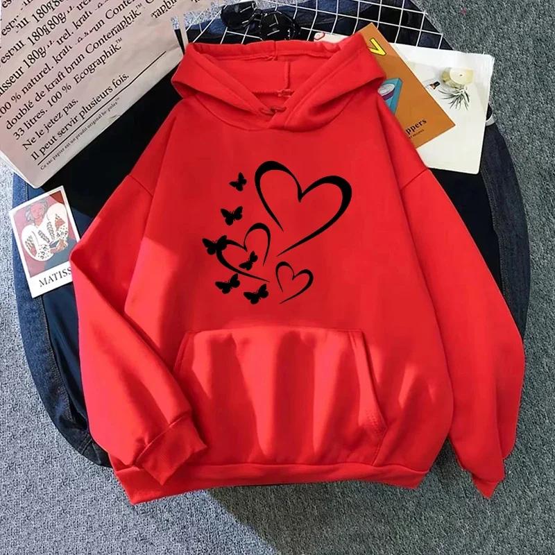 Butterfly Print Hoodie for Woman Cute Hooded Sweatshirt 2025 Hot Sale Female fall winter Daily Casual Fashion Loose Pullover Top