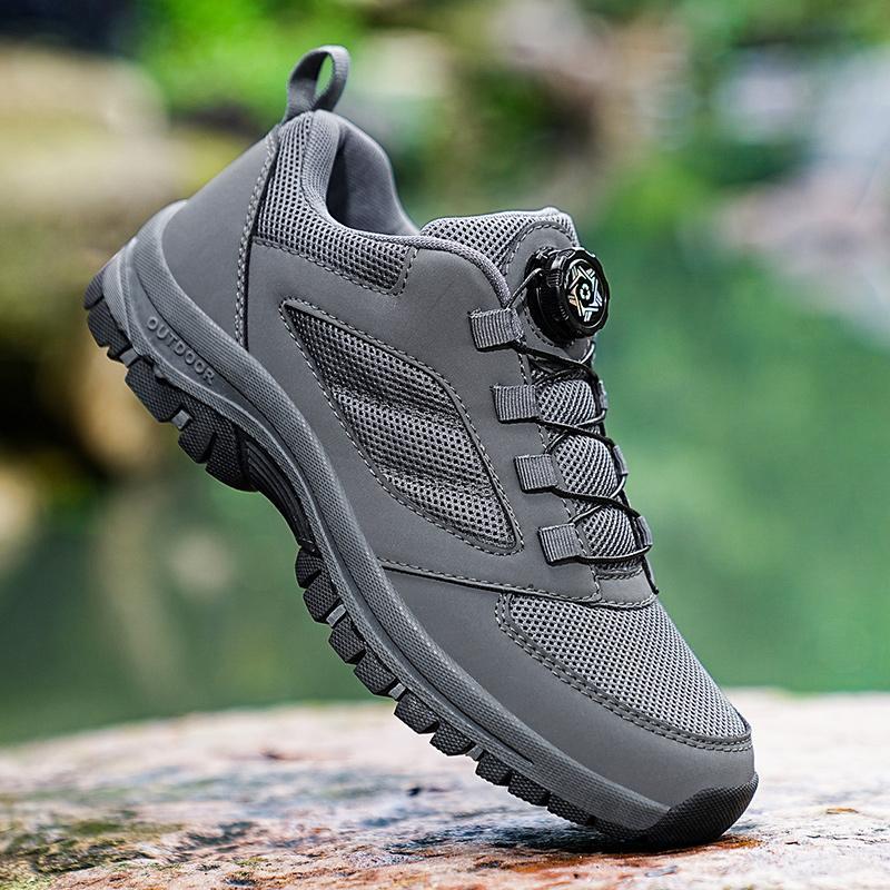 

Male Sneakers Stylish Rotating Buckle Hiking Boots Solid Color Comfortable Non-Slip Sporty Shoes Plus Size Men Shoes Leather 48
