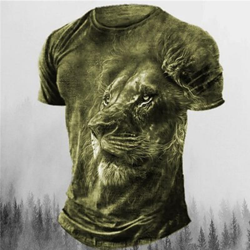 Men's T Shirt Tee Retro Shirts Graphic Animal Crew Neck Clothing 3D Print Outdoor Daily Sports Short Sleeve Vintage Fashion
