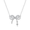 New tassel girlfriend pendant light luxury niche collarbone chain jewelry S sterling silver bow necklace women