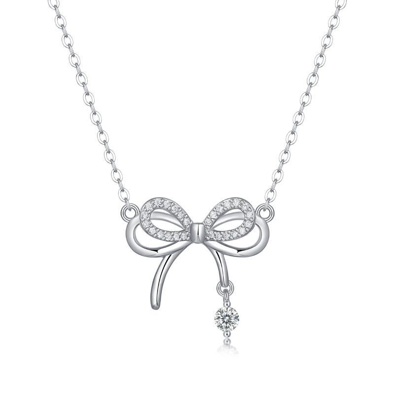 New tassel girlfriend pendant light luxury niche collarbone chain jewelry S sterling silver bow necklace women