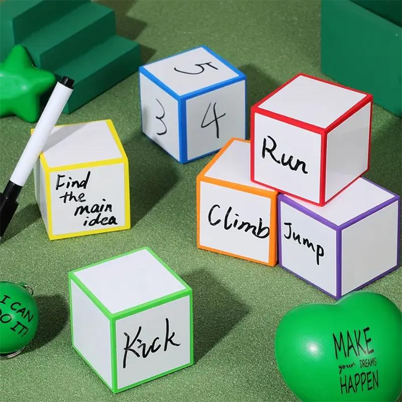 WTEMPO Small Dry Erase Foam Blank Square Quicky-Dry Erase Cube Ideal for Home Games Classroom School Supplies, Drawing Letters and Numbers