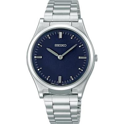 SQBR021 para hombre (Reloj táctil para personas con discapacidad visual con correa de metal para hombre azul marino) Reloj redondo plateado