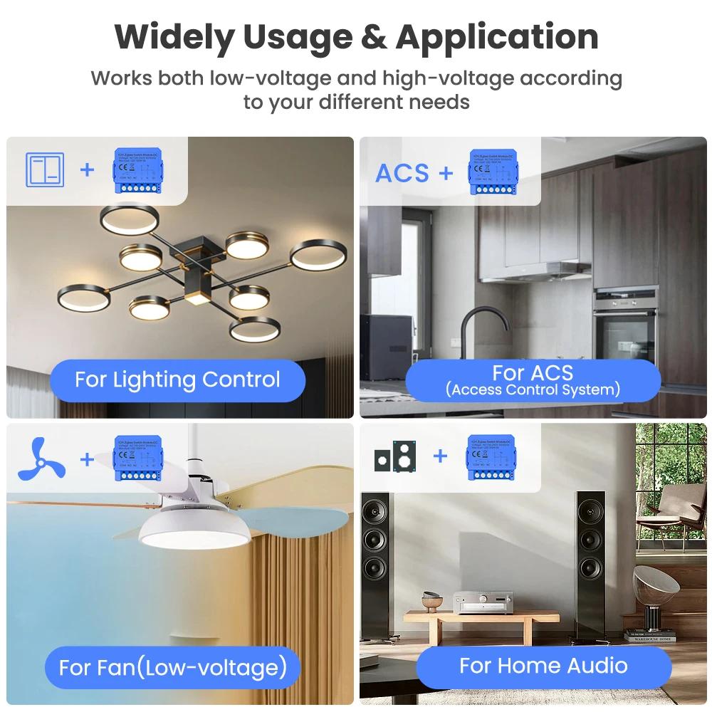 Tuya Smart Dry Contact Zigbee WiFi Switch Module Smart Home DIY Breaker Relay DC 24-32V AC 100-240V Works with Alexa Google Home
