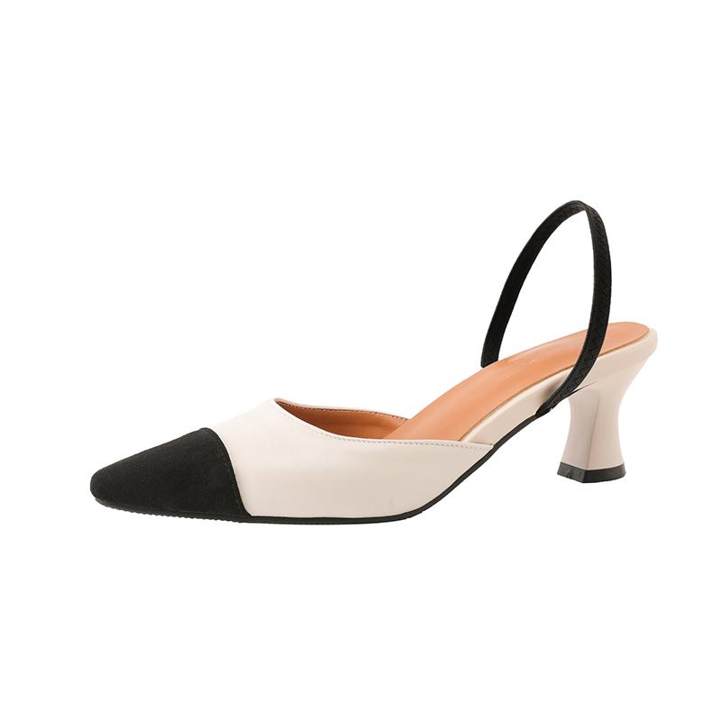Women's High-heeled Sandals Summer Small Fragrant Style Pointed Thin Heel Color Matching Large-size Sandals