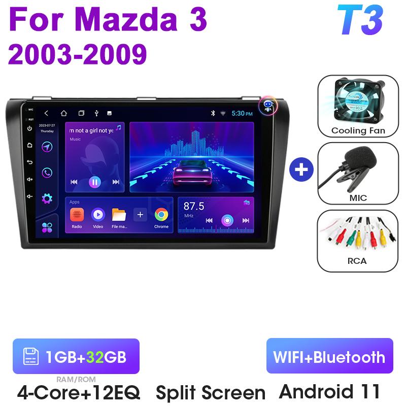 For Mazda 3 2003 2004-2009 2 Din Android 12 Car Radio GPS Navigation 4G WIFI Carplay Auto Intelligent Systems Smart Autoradio