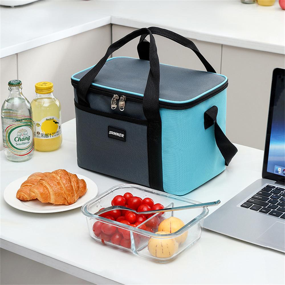 Size S 10L Portable Cooler Bag for Outdoor Picnic 600D Oxford Fabric Color Block Large Capacity Insulated Lunch Bag