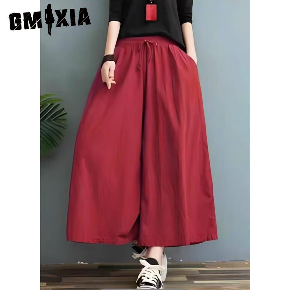 

GMXIA Женские модные повседневные брюки и капри с однотонным принтом XXXL бордовый