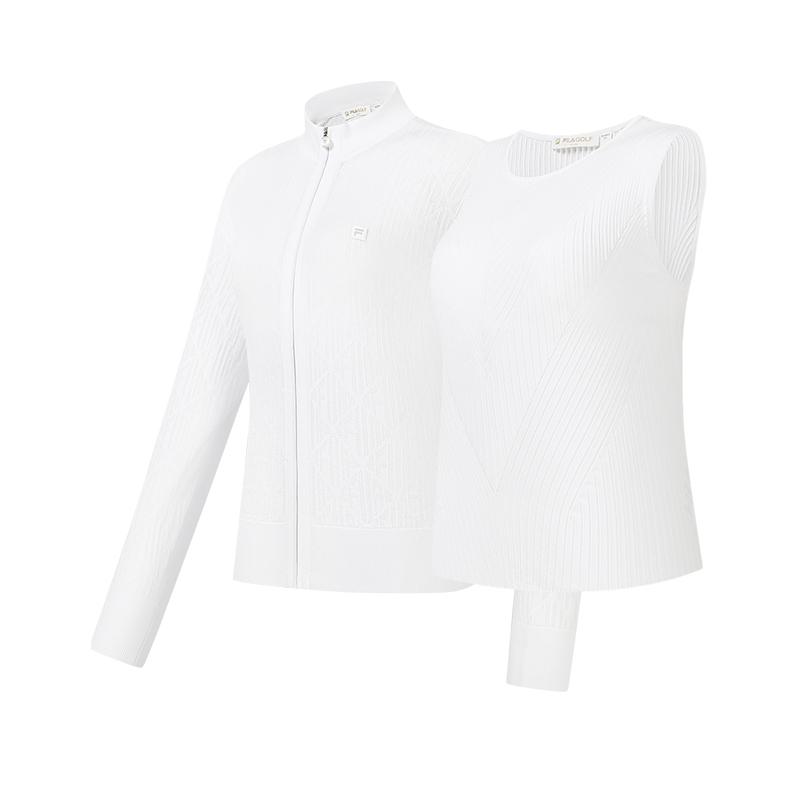 FILA Golf Series Diamond Jacquard Versatile Two-Piece Knit Set Women tops Jade-White A11W635402FWT