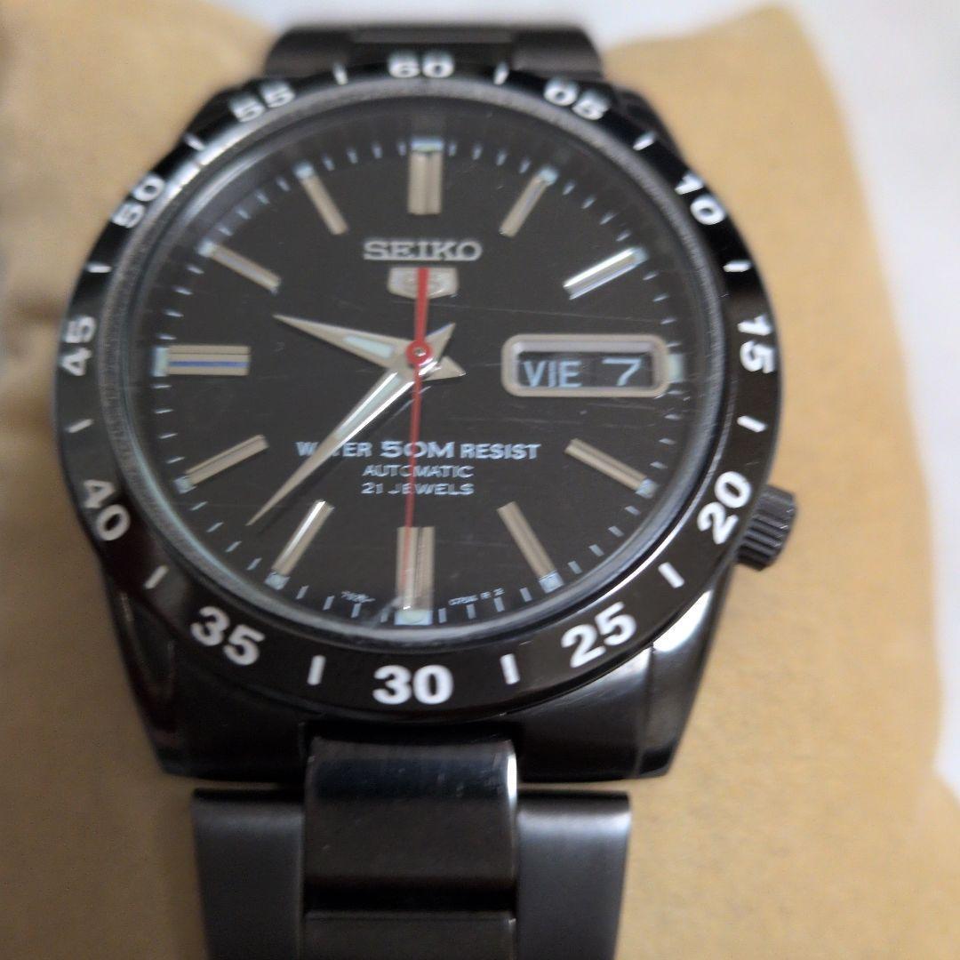 SEIKO 5 automatic watch black super beautiful item!