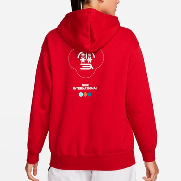 Nike Chinese New Year Fleece-Lined Hoodie with Loose Knit Women Sportswear Gym-Red DQ5368-687