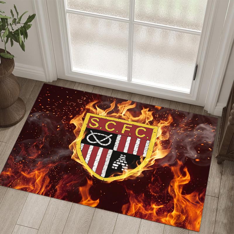 Stoke City Football Design Crystal Velvet Carpet Cozy Non?Slip Printed Rug For Bedroom Living Room Entrance