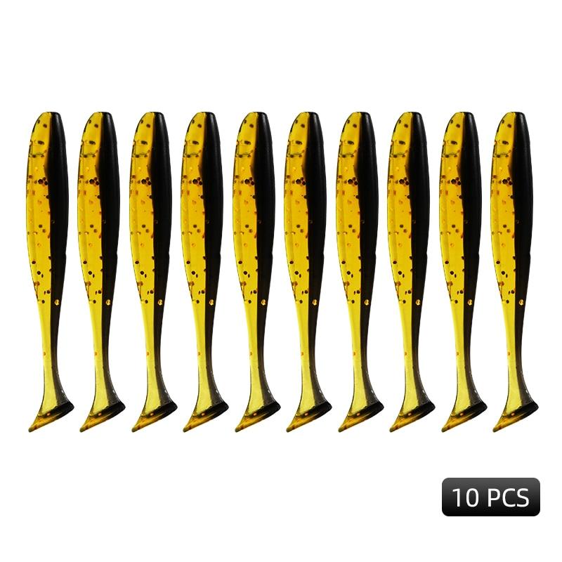 MEREDITH Easy Shiner Esca Morbida 50mm/0.88g & 65mm/1.52g & 75mm/2.4g & 100mm/4.8g 10 pezzi Classico Coda a T Luccio Persico JXS01