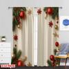 Set Of 2 Plane Printing Curtains Christmas Balls Pine Snowflakes Polyester Woven Without Rod Decorations Outdoor Perfect Curtain