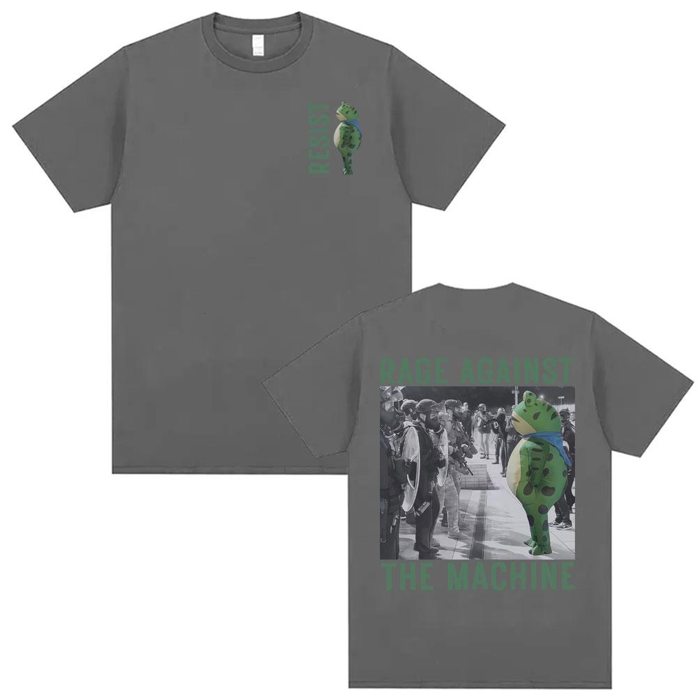 Rage Against The Machine Portland Frog T Shirt Funny Meme Tshirts Men Women Summer Cotton Loose Short Sleeve Tshirt Streetwear