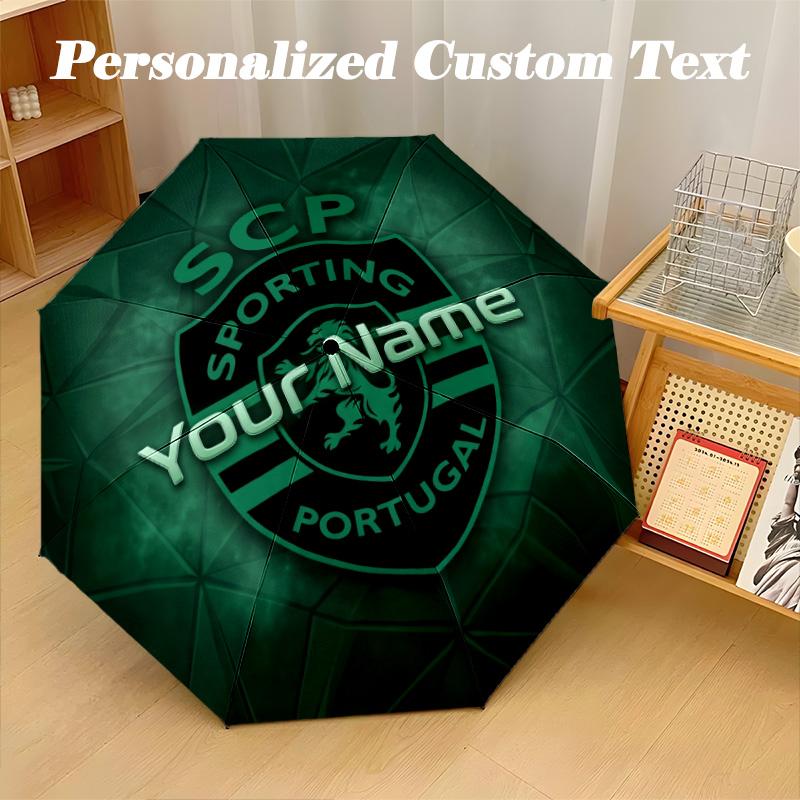 8 Rib Auto Folding Umbrella Sporting CP Print Custom Name Text Portable Rain Gear