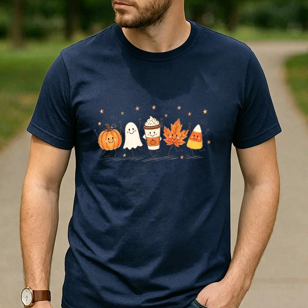 Rhinestone Pumpkin Spice Floral Pumpkin Latte Graphic T Shirt Unisex Cotton Short Sleeve Fall Autumn Coffee Lover Casual Tee