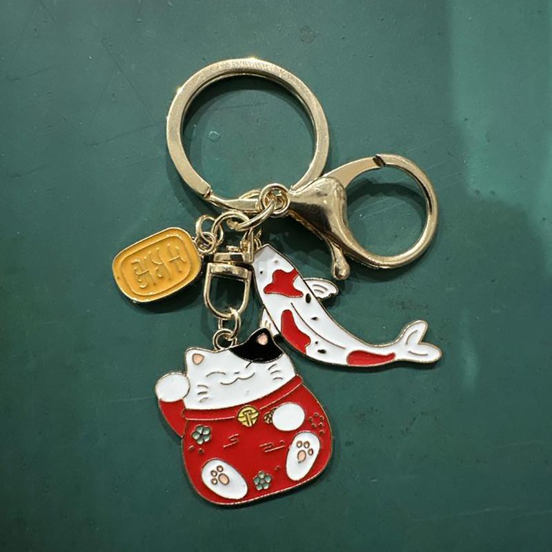 Portachiavi Gatto della Fortuna Pesce Portachiavi Gatto Creativo Zampa di Gatto Portachiavi Metallo Ciondolo Personalità Carina Borsa Auto Ciondolo Accessori Borsa