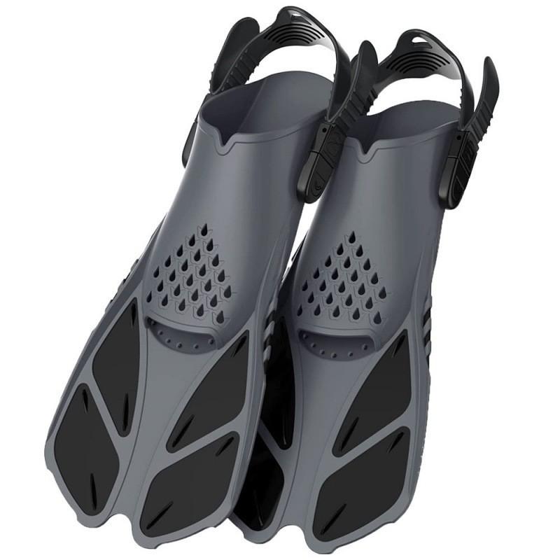 Adjustable Open-Heel Swim Fins Men Women Kids Training Snorkeling Freediving Silicone Foot Pockets