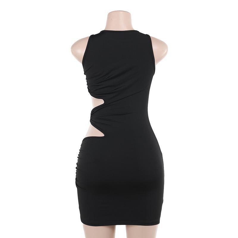 Autumn Dress Temperament Spice Girls Slim Sexy Hollowed-out Buttock Dress Women