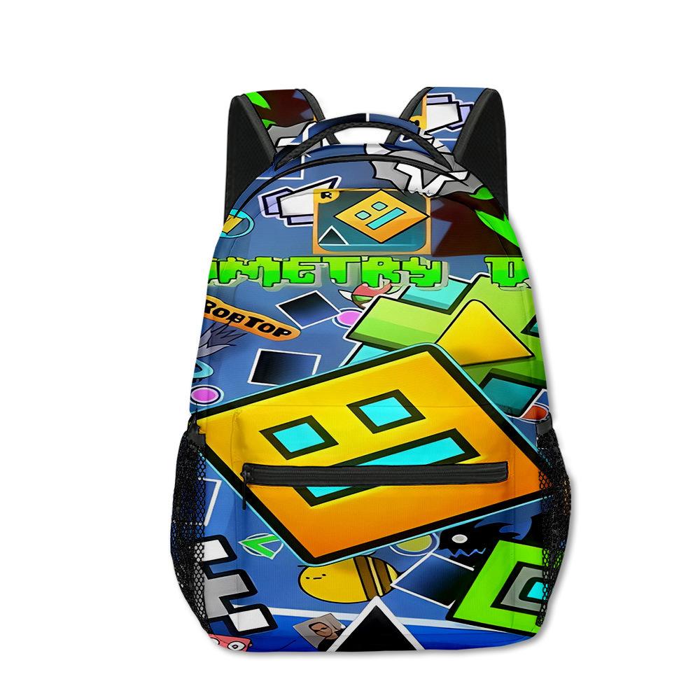 Zaini Hip Hop Kpop Giovanili per la Scuola Unisex Geometry Dash Borse da Viaggio Stampa 3D Oxford Impermeabili Zaini a Spalla per Quaderno