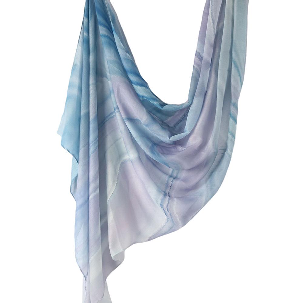 "Ethnic Watercolor Modal Cotton Shawl Satin Print Scarf for Women"