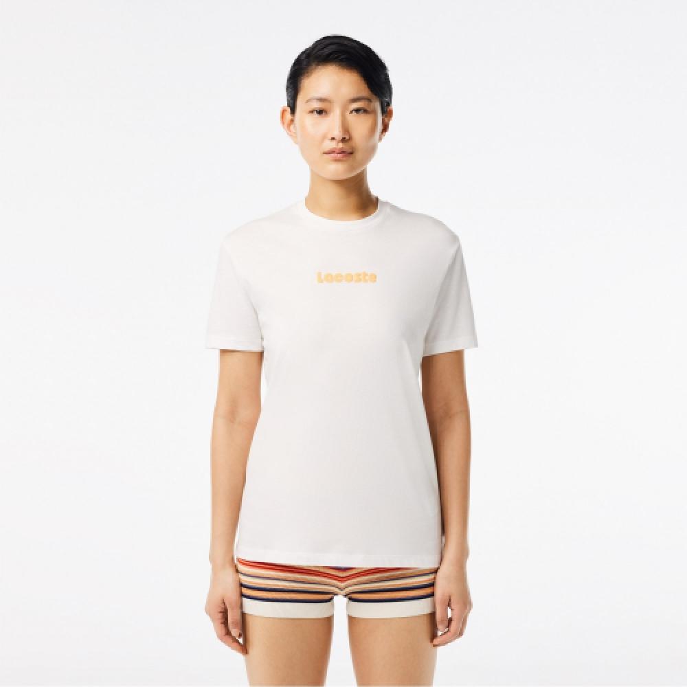

LACOSTE Женская футболка с коротким рукавом и логотипом [Off White]