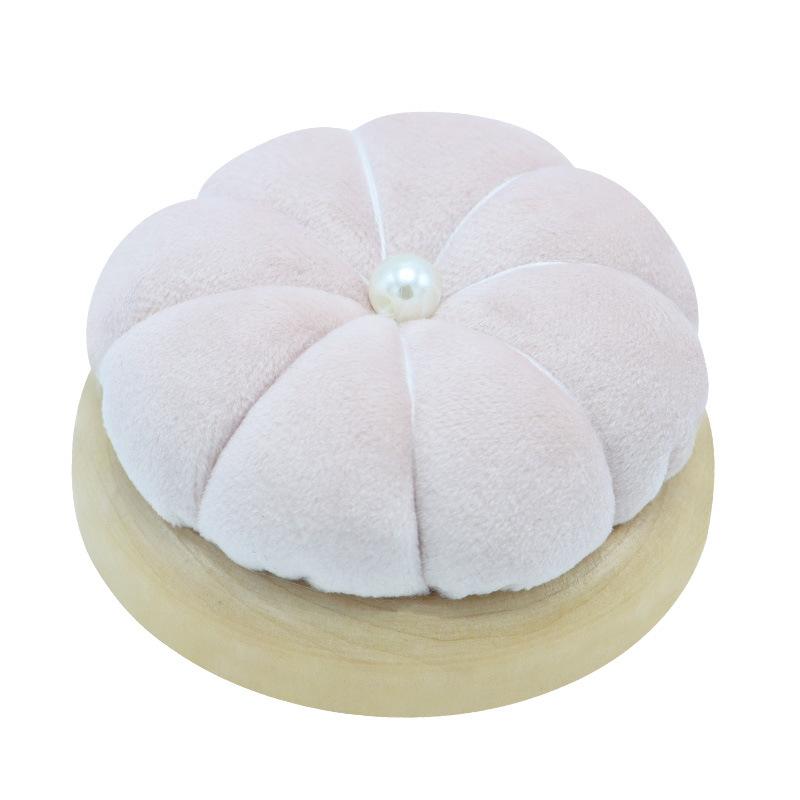 1Pc Wooden Solid Color Pumpkin Shape Pincushions Needle Cushion+100pcs Pearl Head Needle DIY Sewing Crafts