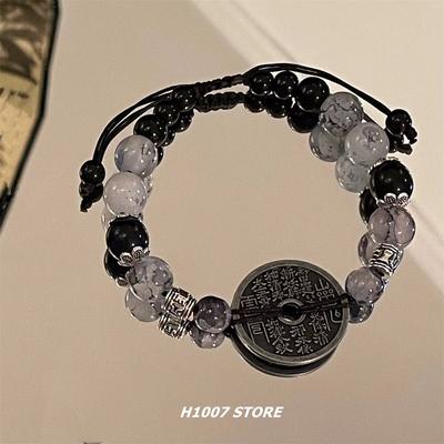 Mo Qing | Neue chinesische Tuschemalerei Fengshan Geister Geld ausgeben Armband männliche Nische Retro Naturstein Perlenarmband Partnermodell