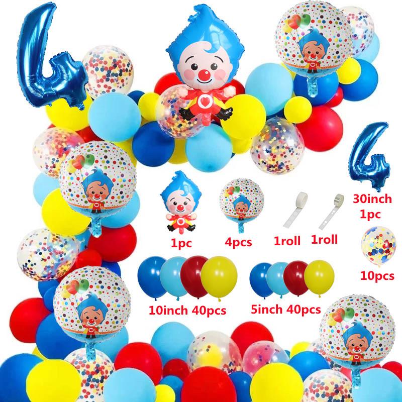 98 Stück/Set Cartoon Clown Bogen Girlande Set Folien Zahlenballons Latex Luft Ballons Babyparty Geburtstagsparty Dekorationen Zubehör