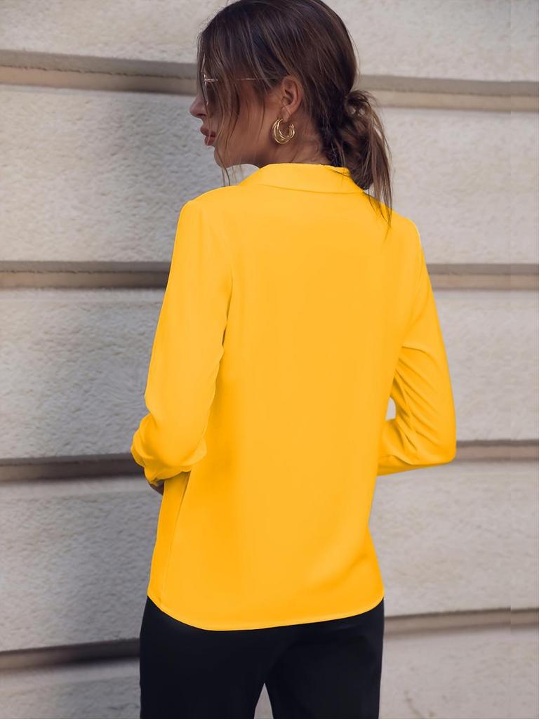 Versatile Long-Sleeved Shirt with Pearl Buttons - Casual To Business Style