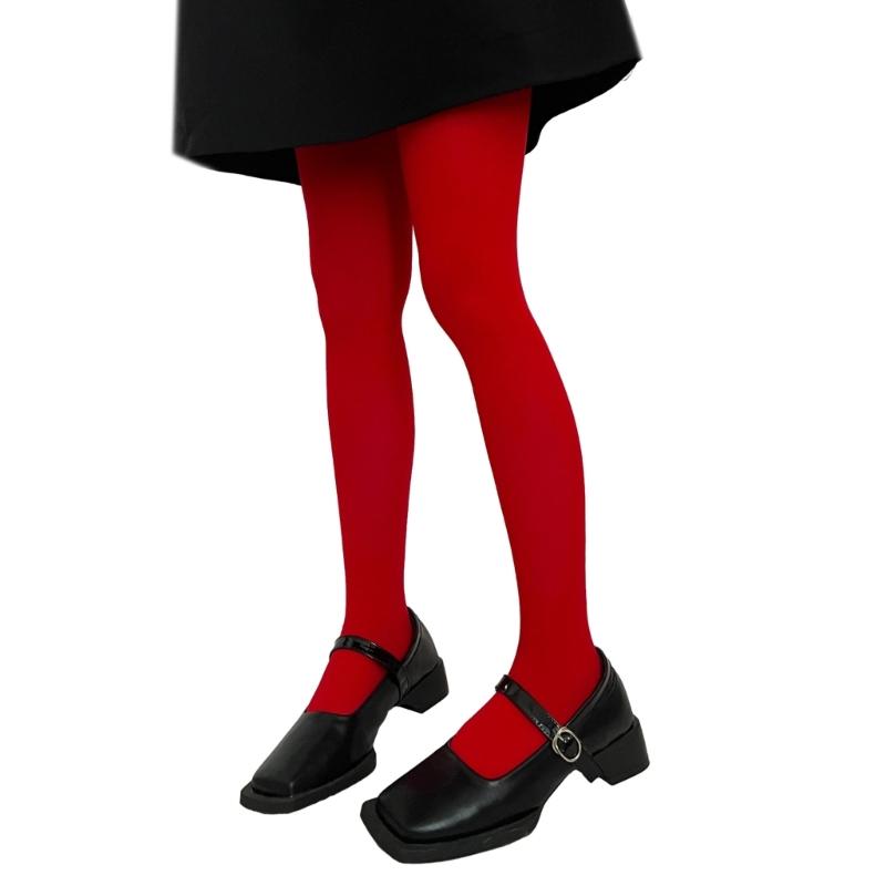 Run Resistant Solid Colored Semi Opaque Footed Tights High Waist Pantyhose Control Top Tights Halloween Cosplay Costume