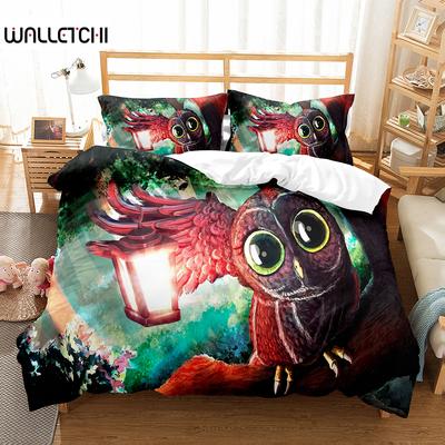 Eulen Bettbezug Set Niedlicher Vogel Polyester Bettdeckenbezug Für Jungen Mädchen Kinder Bettwäsche Set King Size Bettdeckenbezug Mit Kissenbezug